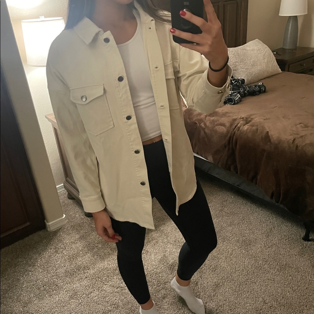 Over sized button up jacket.